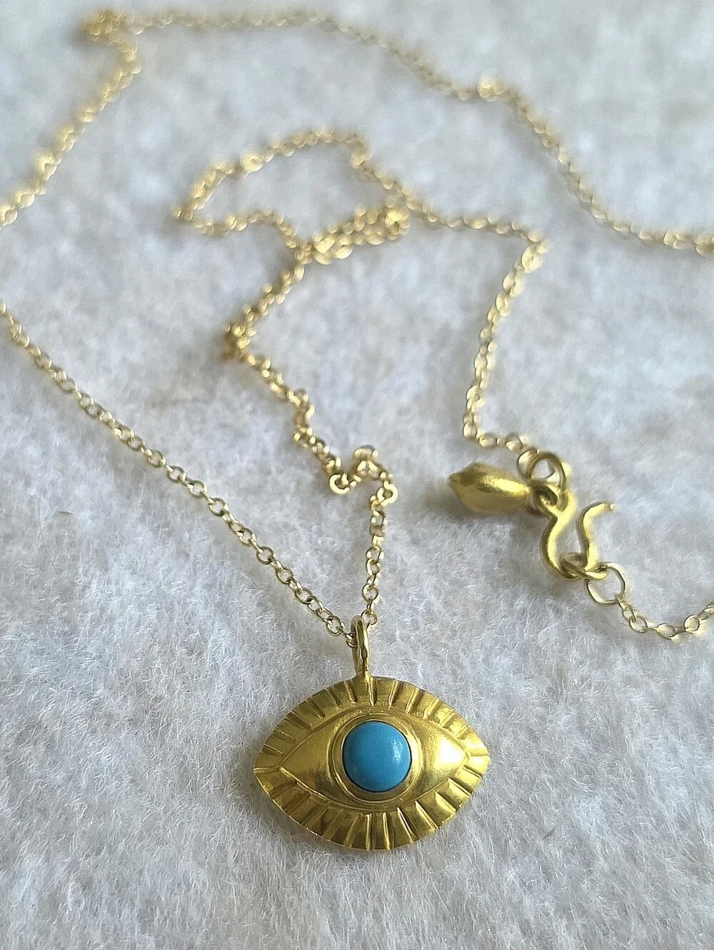 Pippa Small 18k Gold & Turquoise Evil Eye Pendant Cable Chain Necklace